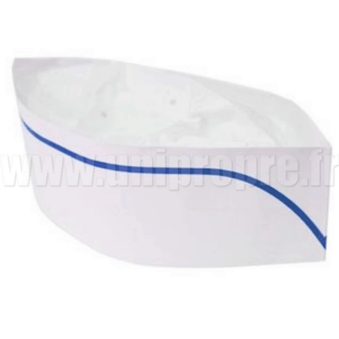 CALOT PAPIER REGLABLE BLANC LISERE BLEU (100)